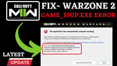 game_ship.exe mw2|Fix Modern Warfare 2 and Warzone 2 game